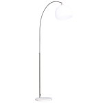 HOMCOM Arc Shape Floor Standing Lamp with 350° Flexible Lampshade, Adjustable Pole, and Marble Round Base, White/Silver