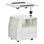 HOMCOM Modern End/Side Table for the Living Room or Bedroom with a 360° Adjustable Height Tabletop & 2 Storage Drawers