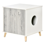 PawHut Wooden Cat Litter Box Enclosure End Table with 2 Magnetic Doors, Wide Tabletop
