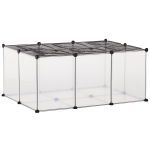 PawHut Pet Playpen with Door, Metal Mesh Cage with Mallet, Clear