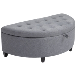 HOMCOM Half Moon Modern Luxurious Polyester Fabric Storage Ottoman Bench with Legs Lift Lid Thick Sponge Pad for Living Room, Entryway, or Bedroom, Grey