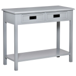 HOMCOM Console Table with 2 Storage Drawers and Open Shelf Sofa Table for Hallway, Grey
