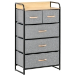 HOMCOM 5-Drawer Dresser Tower Chest of Drawers Organizer with Steel Frame, Light Grey