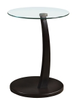 Monarch 18" Round Contemporary Bentwood Base Tempered Glass Top Accent Side Table - Cappuccino Brown Finish