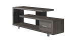 Monarch 60" Art Deco Style 3-Tier Open Shelf Storage Drawer Console TV Stand - Dark Taupe Finish