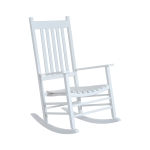 Outsunny Versatile Wooden Indoor / Outdoor High Back Slat Rocking Chair - White