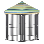 PawHut 60" x 52" Heavy-Duty Outdoor Pet Cage Kennel with Weather-Resistant Polyester Roof, Locking Door, & Metal Frame