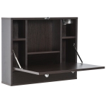 HomCom Wall Mounted Writing Computer Desk Workstation with Foldable Space Saving Design & Ample Interior Storage - Coffee