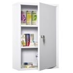 kleankin Steel Wall Mount Medicine Cabinet 3 Tier Emergency Box for Bathroom Kitchen, Lockable with 2 Keys - White