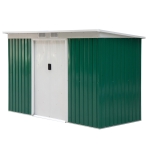 Outsunny 9' x 4.5' x 5.5' Outdoor Rust-Resistant Outdoor Garden Storage Shed with Metal Floor Frame, Two Vents, and Lockable Design, Green