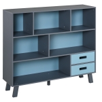 HOMCOM 3-Tier Bookcase Chest Open Shelves Cabinet Home Office Storage Furniture with Drawers