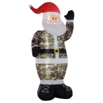 HOMCOM 8ft Christmas Inflatable Santa Claus Wearing Camouflage, Outdoor Blow-Up Yard Decoration with LED Lights Display