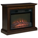 HOMCOM 31" Electric Fireplace with Dimmable Flame Effect and Mantel, Freestanding Space Heater with Log Hearth and Remote Control, 1400W, Brown