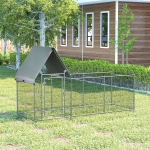 PawHut Walk In Chicken Run, Large Galvanized Chicken Coop, Hen Poultry House Cage, Rabbit Hutch Metal Enclosure with Water-Resist Cover for Outdoor Backyard Farm, 119" x 42" x 68"