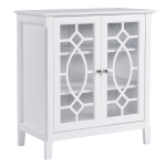 HOMCOM Wood Accent Sideboard Buffet Server Storage Cabinet with Double Framed Glass Doors Entryway Kitchen Dining Console Living Room, Adjustable Shelves, White