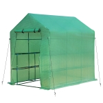 Outsunny 7' x 4.5' x 6.5' 2-Tier Shelf Greenhouse for Outdoor Garden Plant & Plant Use with PE Cover & Steel Frame
