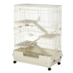 Pawhut 32”L 4-Level Indoor Small Animal Rabbit Cage with Wheels - White