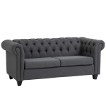 HOMCOM 2-Seater Oversize Loveseat Linen Fabric Sofa Couch 73 Inches with Rubberwood Legs & Rolled Arms for Living Room, Grey