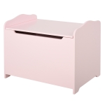 Qaba Kids Wooden Toy Storage Box Organizer Chest with Safety Pneumatic Rod, Large Chest Space, & Groove Handle - Pink