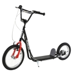 Aosom Teens Youth Scooter Ride On Toy with Adjustable Handlebar, Dual Brakes, and Inflatable Wheels For Kids 5+ - Black