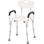 HOMCOM Shower Chair, Mobility Medical Grade Bath Chair, Adjustable Shower Bench with Removable Armrests for Seniors, Handicap, Disabled