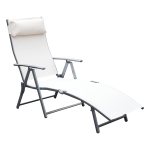 Outsunny Steel Sling Fabric Outdoor Folding Chaise Lounge Chair Recliner - Cream White