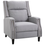 HOMCOM Reclining Sofa Chair Padded Seat Lounger with Extendable Footrest and a Linen Fabric Finish, Grey