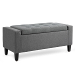 HOMCOM Linen Storage Ottoman Bench Lift Top Tufted Rectangle Ottoman for Living Room, Entryway, or Bedroom, Grey