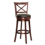 HOMCOM Swivel Barstool Armless Stool with PU Upholstered Backrest Rubberwood Legs