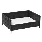 PawHut Raised Rattan Wicker Dog Bed with Washable Cushion
