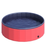 PawHut 12" x 47" All-Purpose Collapsible PVC Pet Swimming Pool / Dog Bathing Tub - Red / Dark Blue