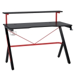 HOMCOM Carbon Fiber Top Video Game Workstation with Headphone Hook and Cable Management