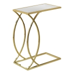 Monarch 24" Contemporary Curvy Gold Metal Base C-Shaped Side Accent Table - Mirror Finish Top