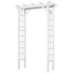 Outsunny 7' Wood Steel Outdoor Garden Arched Trellis Arbor with Natural Fir Wood & Side Panel for Climbing Vines - White