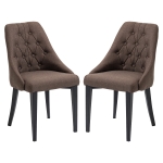 HOMCOM Modern Dining Chairs Set of 2, Button Tufted High Back Side Chairs with Upholstered Seat, Steel Legs for Living Room, Kitchen, Study, Brown