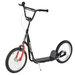 Aosom Youth Scooter Kick Scooter for Kids 5+ with Adjustable Handlebar Front and Rear Dual Brakes Inflatable Wheels, Black
