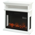 HOMCOM Electric Fireplace with Shelf, Storage Rack, Side Console Table, LED Log Flame, Auto Cut-Off, Remote Control, White