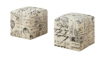 Monarch Two Piece Kids' Padded Upholstered Ottoman Set - Vintage French Fabric