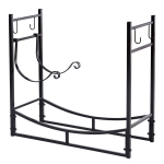 Outsunny 5-Piece Firewood Log Rack 33" Storage Log Holder with Shovel, Broom, Poker, Tongs for Outdoor and Indoor Fireplaces, Black