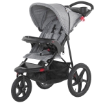 Qaba Baby Stroller Foldable Bassinet w/ Adjustable Backrest and Canopy Storage Basket