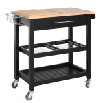HomCom Kitchen Mobile Rolling Island Cart with Large Work Countertop,Knife Rack,Integrated Spice Rack & Storage Drawer
