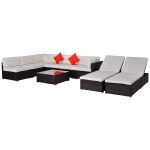 Outsunny 9 Piece Patio Furniture Set Outdoor Rattan Wicker Sofa Sectional & Chaise Lounge