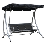 Outsunny 3 Person Steel Outdoor Patio Porch Swing Chair with Adjustable Canopy - Black