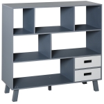HOMCOM 3-Tier Bookcase Chest Open Shelves Cabinet Home Office Storage Furniture with Drawers