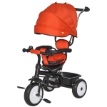 Qaba Baby Tricycle 2 In 1 Stroller with Adjustable Canopy Detachable Guardrail Safety Belt for Age 6-60 Months - Red