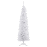 HOMCOM 6ft Tall Slim Noble Fir Unlit Artificial Christmas Tree with Realistic Branches and 390 Tips, White