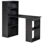 HomCom 47" Modern Computer Desk with Bookshelf Computer Desk and Bookshelf Set Home Office with 6-Tier Hutch - Black