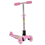 Aosom Kid's Adjustable Kick Scooter w/ Foldable 3 Wheel Design & Flashing LED Lights, Pink