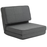 HOMCOM Convertible Flip Chair, Folding Upholstered Floor Sofa, Adjustable Guest Chaise Lounge, Dorm Bed with Metal Frame for Living Room and Bedroom, Dark Grey