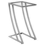 Monarch 24" Contemporary Tempered Glass Top Z-Shaped Metal Frame Accent Side End Table - Silver Finish